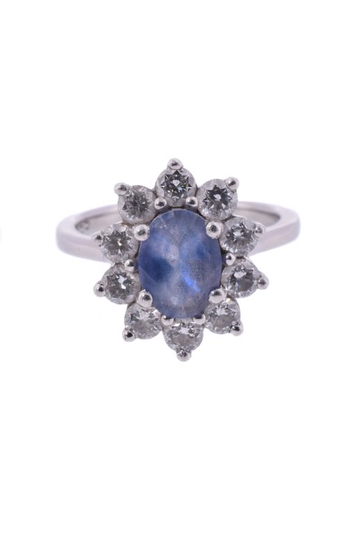 Platinum Sapphire and Diamond Ring