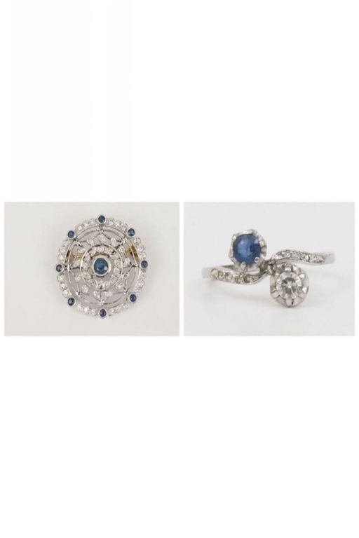 Gold Diamond and Sapphire Jewelry Set