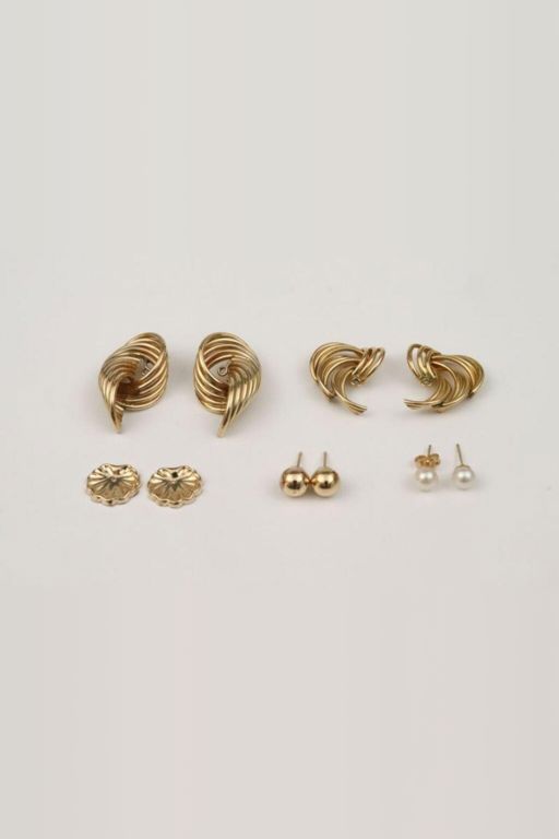 Five Pairs 14k Gold Earrings