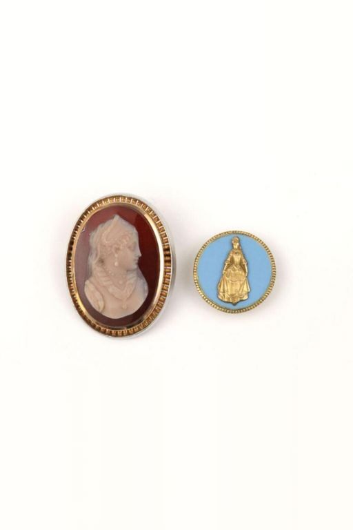 Two 14k Gold Carnelian Brooches