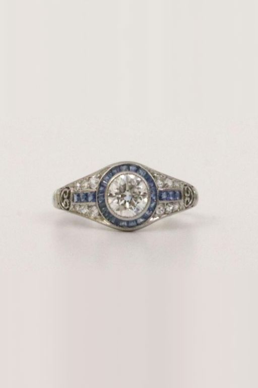 Platinum Diamond and Sapphire Ring