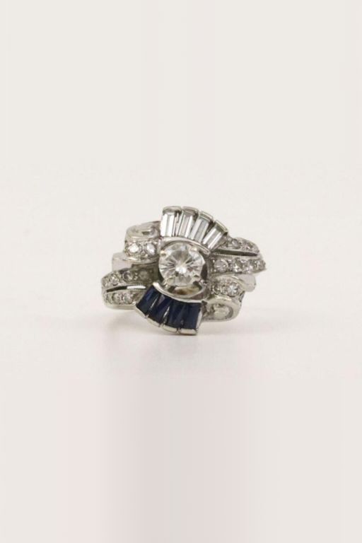 14k Gold Diamond and Sapphire Ring
