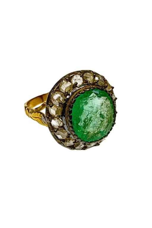 18k Gold Emerald and Diamond Ring