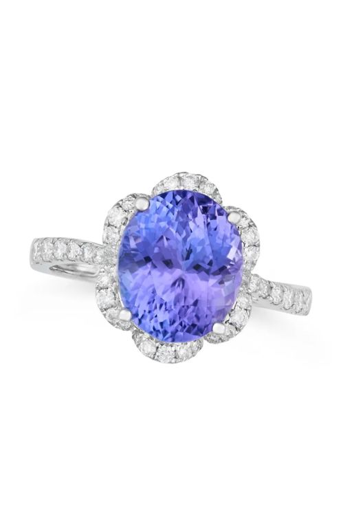 18k Gold Tanzanite and Diamond Ring