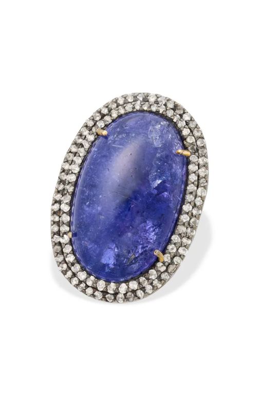 18k Gold Tanzanite and Diamond Ring