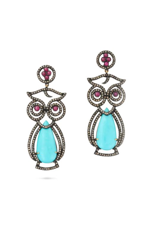 Pair of Sterling Silver Multi-Gem Earrings