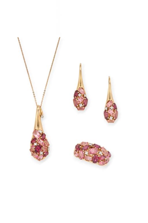 18k Gold Multi-Gem Jewelry Set