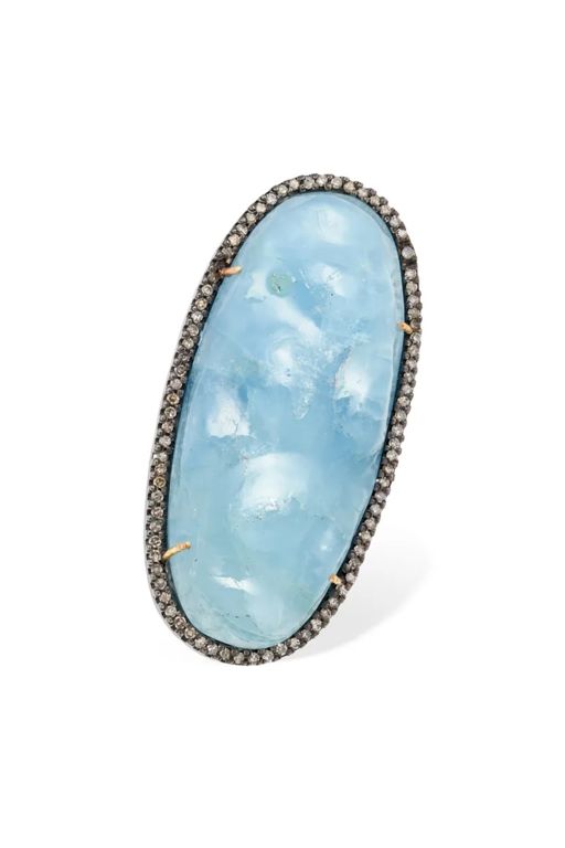 Aquamarine and Diamond Ring