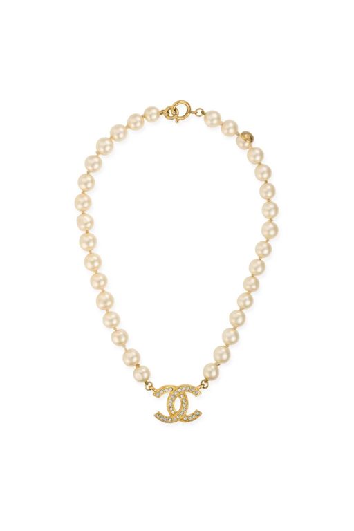 Simulated Pearl and Diamante Necklace