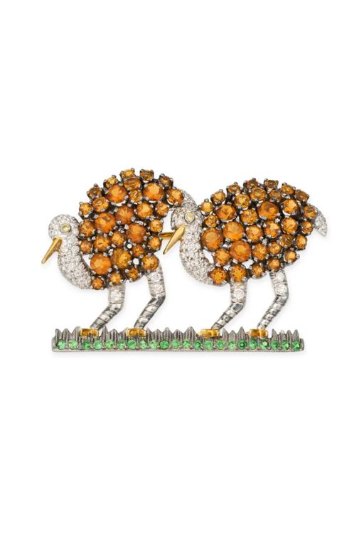 18k Gold Multi-Gem Brooch