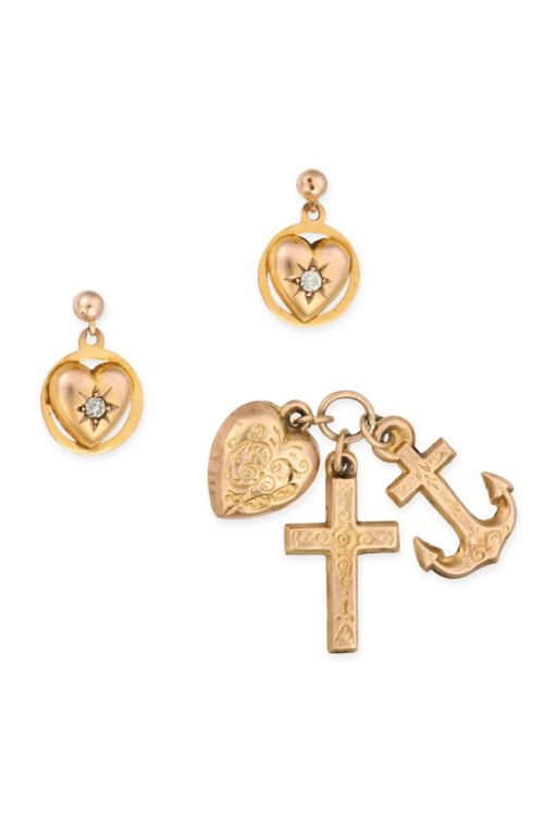 9k Gold Paste Pendant and Earrings