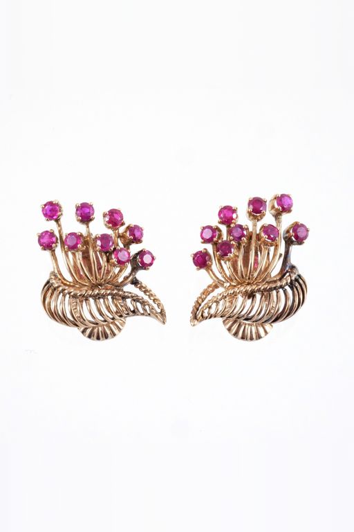 Pair of 14k Gold Ruby Earrings