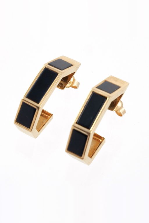 Pair of 18k Gold Stone Earrings