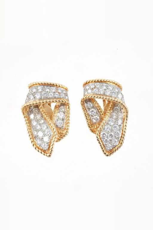Pair of 14k Gold Diamond Earrings