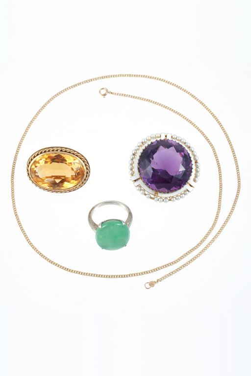 Four-Piece Gold Multi-Gem Jewelry Set