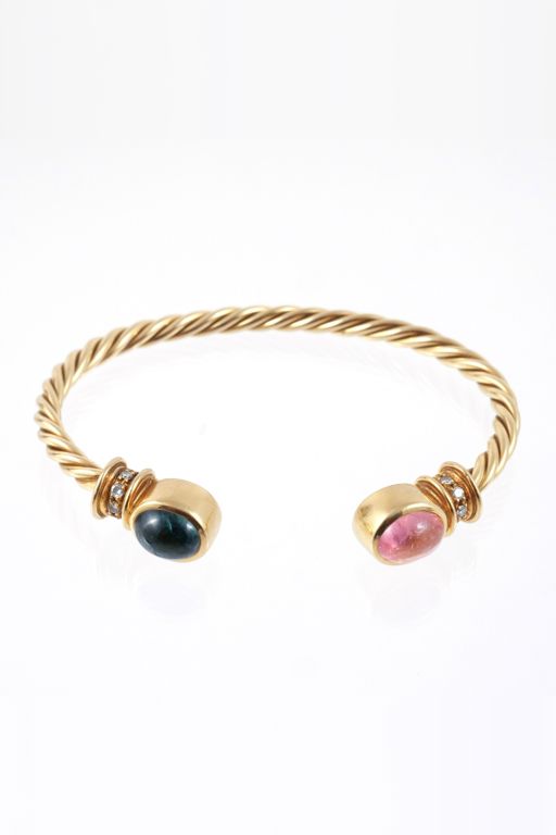 18k Gold Stone and Diamond Bracelet