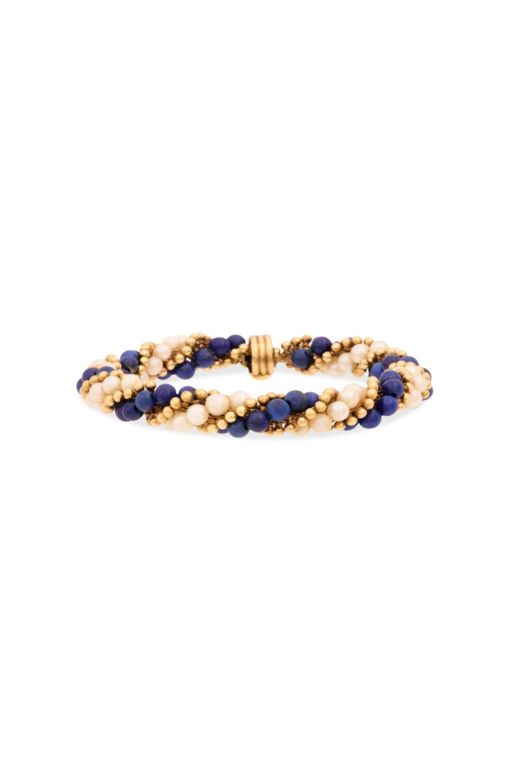 Gold Lapis Lazuli and Pearl Bracelet