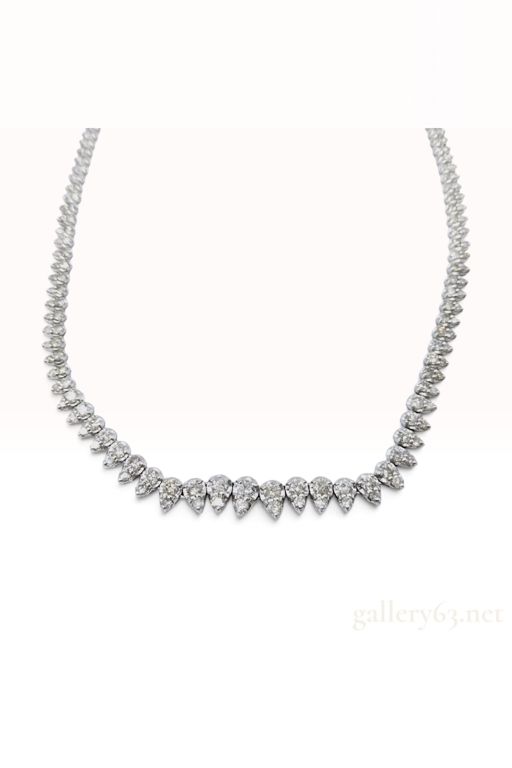 18k Gold and Platinum Diamond Fringe Necklace