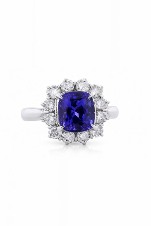 Platinum Tanzanite and Diamond Ring