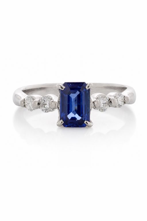 Platinum Sapphire and Diamond Ring