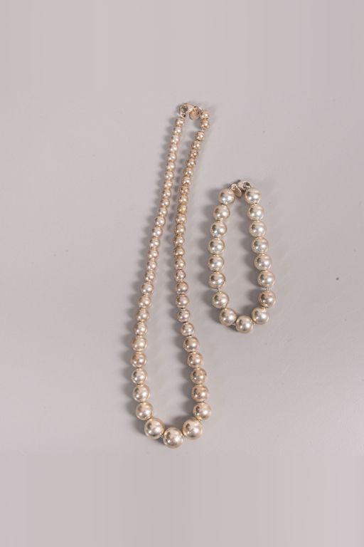 Sterling Silver Bead Necklace and Bracelet