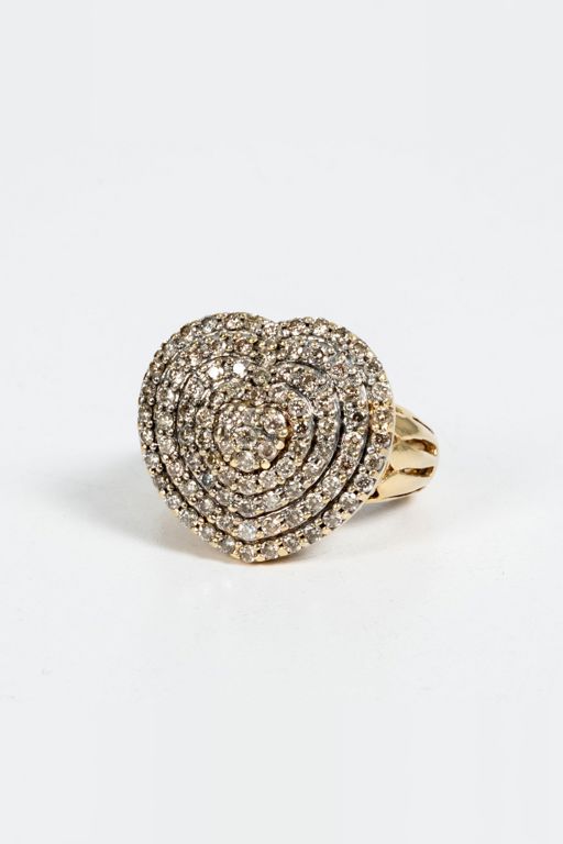 14k Yellow and White Gold Diamond Heart Ring