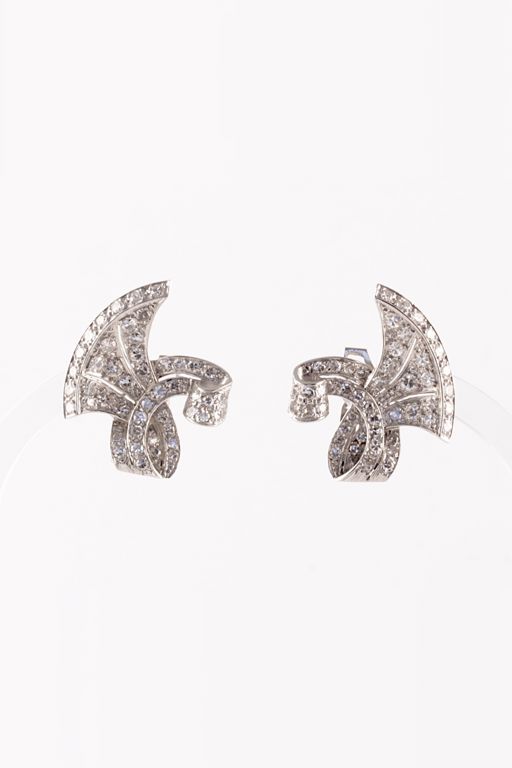 Pair of Platinum Diamond Earrings