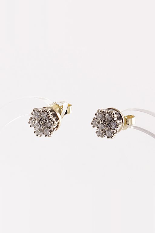 Pair of 14k Gold Diamond Earrings