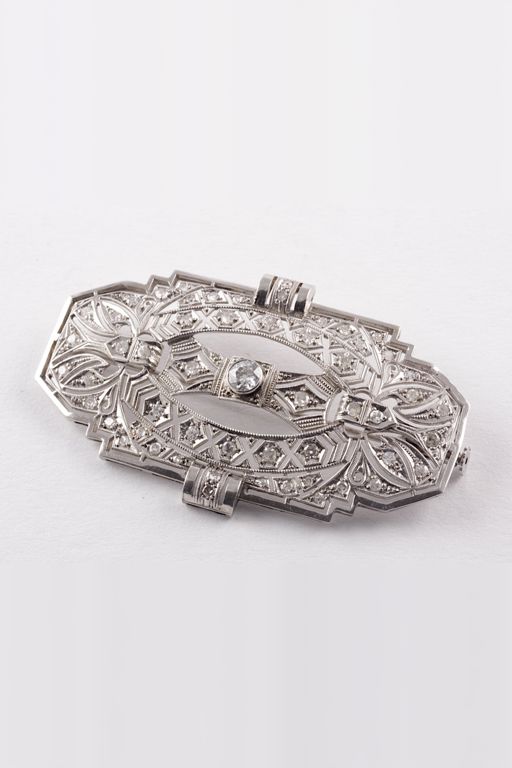 14k Gold Diamond Brooch