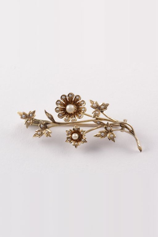 14k Gold Pearl Brooch