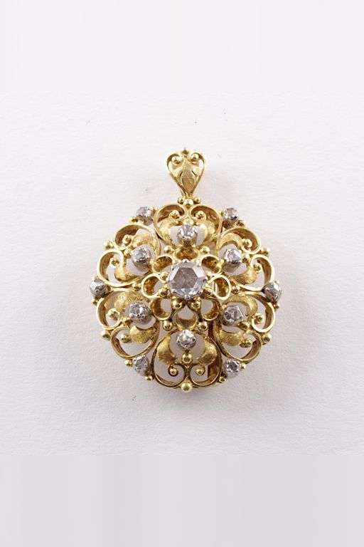 18k Gold Diamond Pendant / Brooch