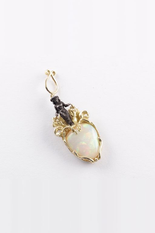 14k Gold and Sterling Silver Opal Pendant