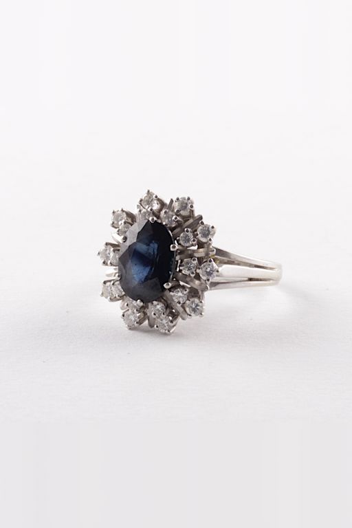 14k Gold Sapphire and Diamond Ring