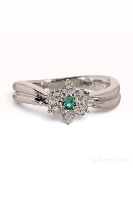 Platinum Tourmaline and Diamond Cluster Ring