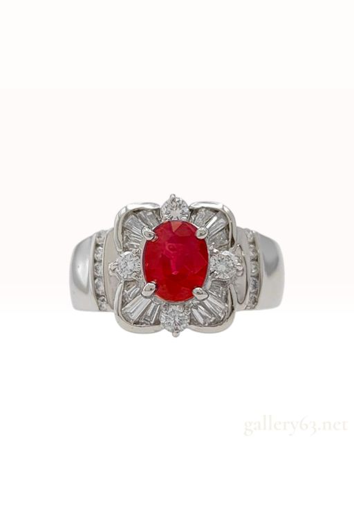Platinum Ruby and Diamond Cocktail Ring