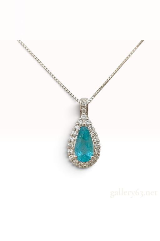 Platinum Tourmaline and Diamond Pendant Necklace