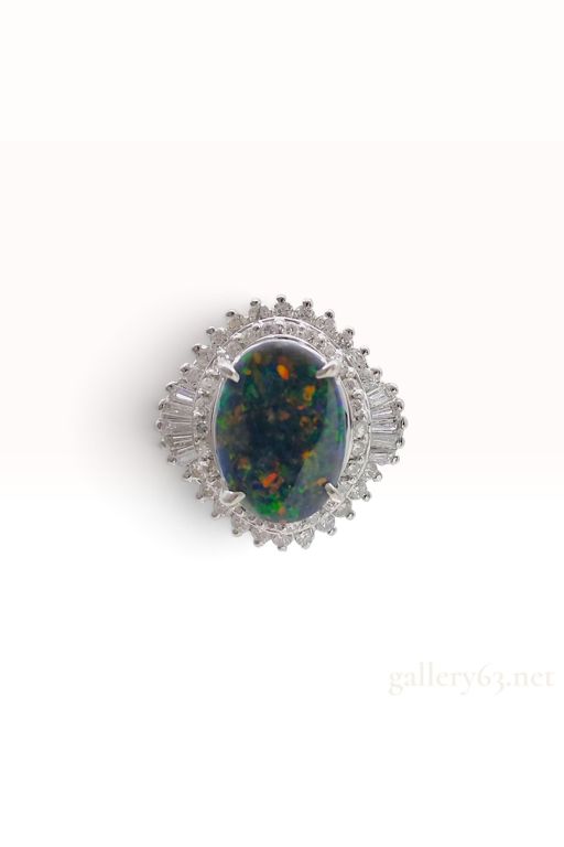 Platinum Opal and Diamond Cocktail Ring
