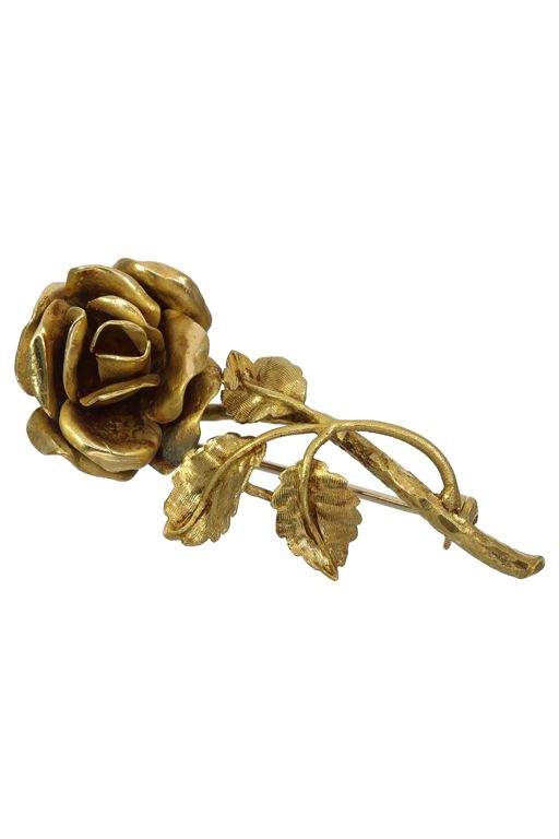 18k Yellow Gold Rose Brooch