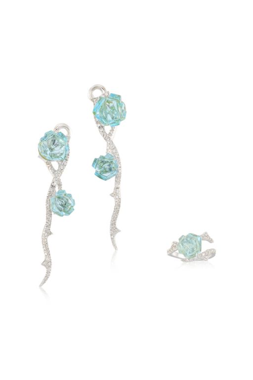 18k Gold Topaz and Diamond Jewelry Set