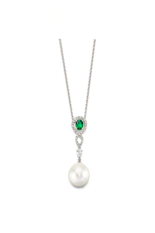 Platinum Multi-Gem Pendant Necklace