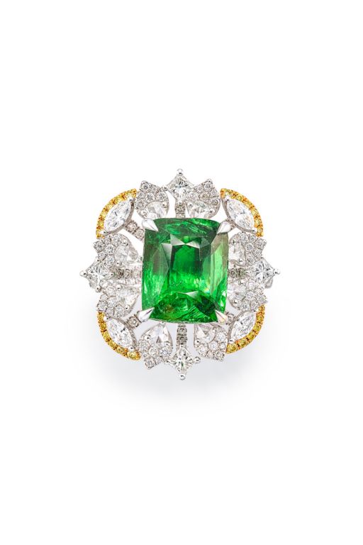 18k Gold Garnet and Diamond Ring / Pendant