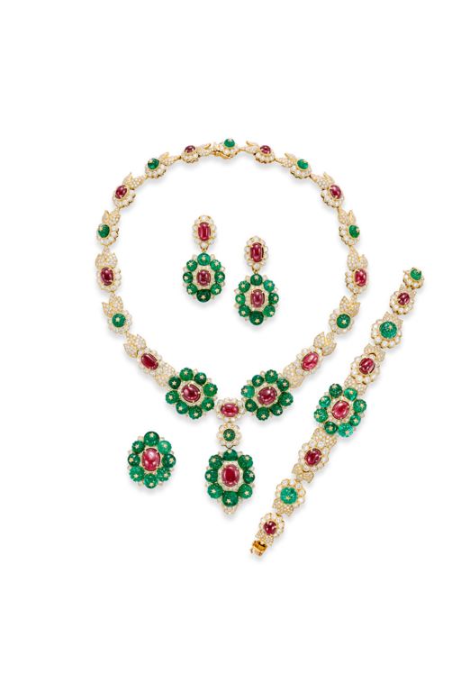 18k Gold Multi-Gem Jewelry Set