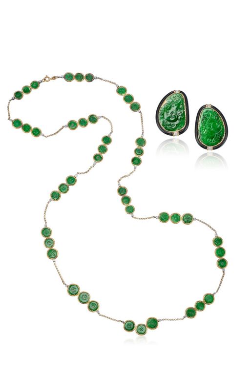 14k Gold Multi-Gem Earrings and Necklace
