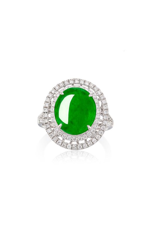 18k Gold Jadeite and Diamond Ring