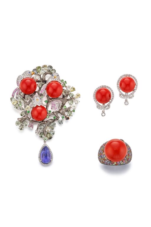 18k Gold Multi-Gem Jewelry Set