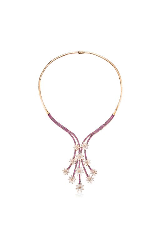 18k Gold Diamond and Ruby Necklace