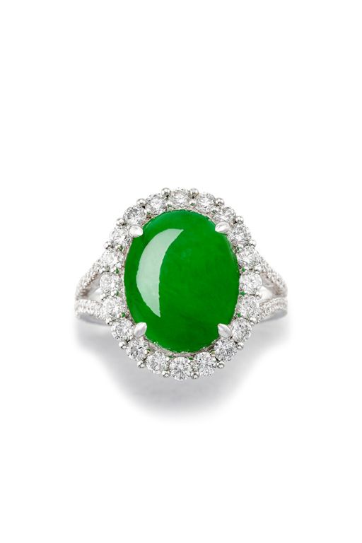 18k Gold Jadeite and Diamond Ring