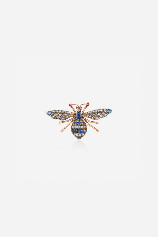 Gold and Silver Multi-Gem Brooch