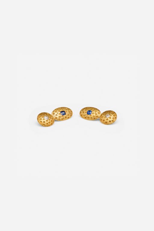Pair of 18k Gold Sapphire and Diamond Cufflinks
