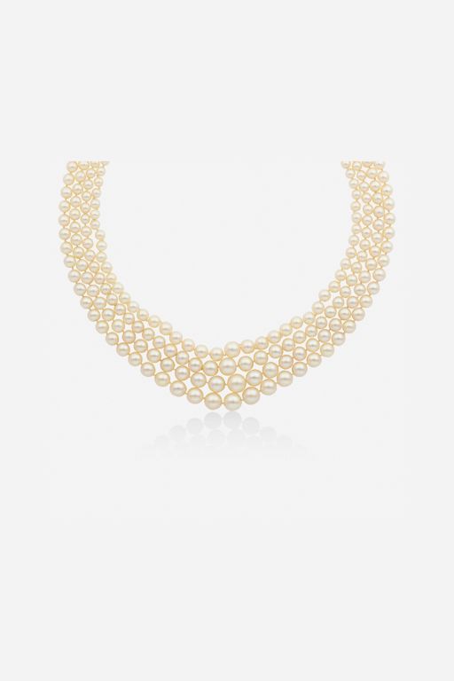 Gold and Silver Pearl and Diamond Necklace